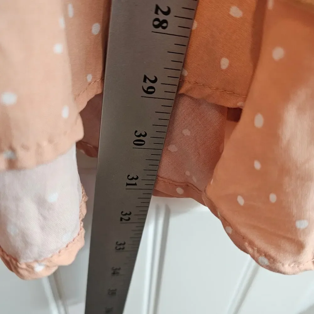Sugarfox Babydoll Blouse Women 2X Pink Polka Dot Tiered Ruffles Fairy Boho Glam